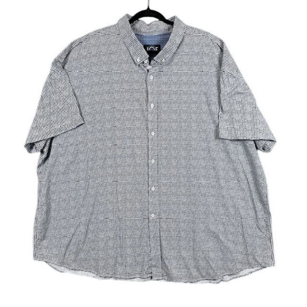JOE Joseph Abboud Men's Short Sleeve Button Front Shirt White Black Dots Size 5X